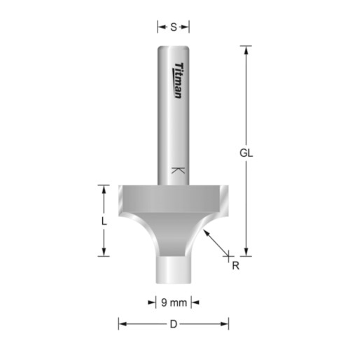 Titman ROC38 x 1/2" Rounding Over Cutter With Guide Pin