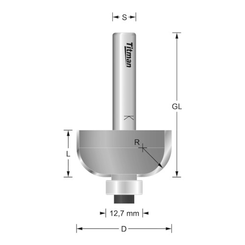 Titman CMC127 x 1/4" Radius Cove Bearing Guided Cutter